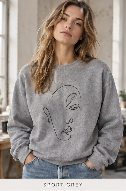 Minimal Line Art Face Sweatshirt