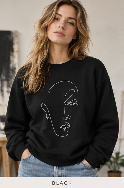 Minimal Line Art Face Sweatshirt