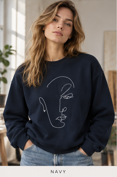 Minimal Line Art Face Sweatshirt