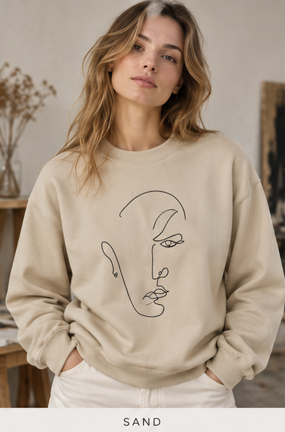 Minimal Line Art Face Sweatshirt