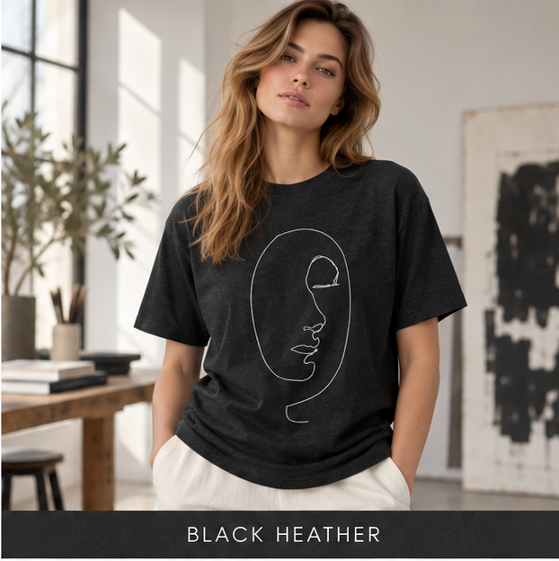 Minimal Line Art Face T‑Shirt