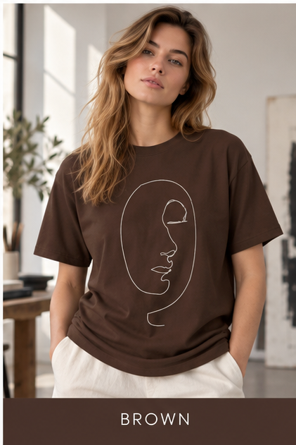 Minimal Line Art Face T‑Shirt