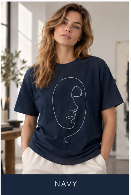 Minimal Line Art Face T‑Shirt