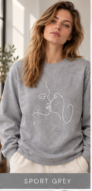 Minimal Line Art Kiss Crewneck Sweatshirt