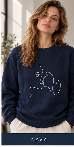 Minimal Line Art Kiss Crewneck Sweatshirt