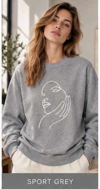 Minimal Line Art Face Sweatshirt — Chic Abstract Crewneck