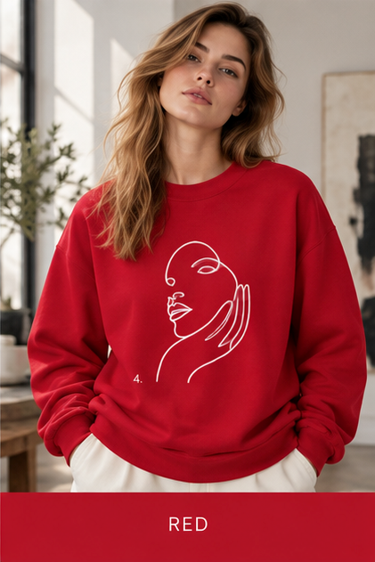 Minimal Line Art Face Sweatshirt — Chic Abstract Crewneck