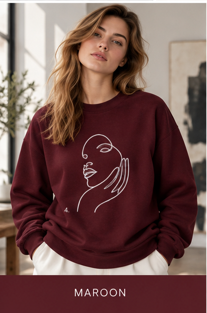 Minimal Line Art Face Sweatshirt — Chic Abstract Crewneck