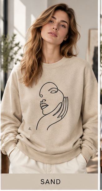 Minimal Line Art Face Sweatshirt — Chic Abstract Crewneck