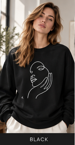 Minimal Line Art Face Sweatshirt — Chic Abstract Crewneck