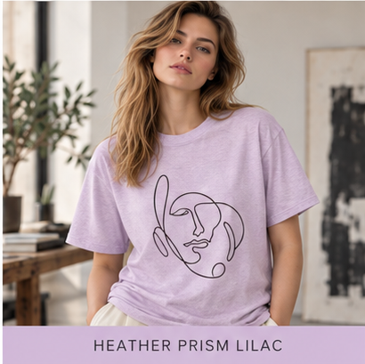 Minimal One-Line Face T-Shirt – Abstract Continuous Line Art Tee