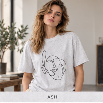 Minimal One-Line Face T-Shirt – Abstract Continuous Line Art Tee