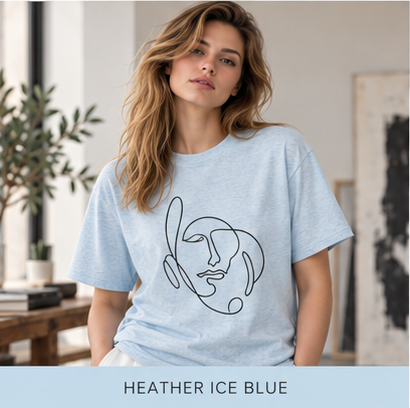 Minimal One-Line Face T-Shirt – Abstract Continuous Line Art Tee
