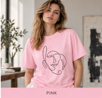 Minimal One-Line Face T-Shirt – Abstract Continuous Line Art Tee