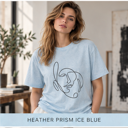 Minimal One-Line Face T-Shirt – Abstract Continuous Line Art Tee