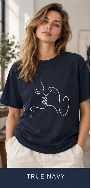 Minimal Line Art Kiss T-Shirt