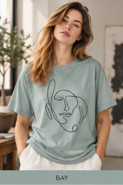 Minimalist One-Line Face T-Shirt — Abstract Art Graphic Tee