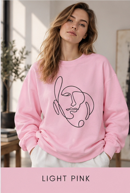 Abstract Line Art Face Crewneck Sweatshirt