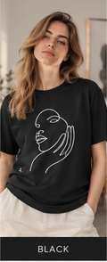 Minimal Line Art Face T-Shirt — Elegant Abstract Portrait Tee