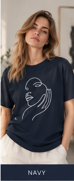 Minimal Line Art Face T-Shirt — Elegant Abstract Portrait Tee