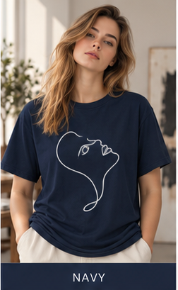 Minimal Line Art Kiss T-Shirt — Abstract Couple Graphic Tee