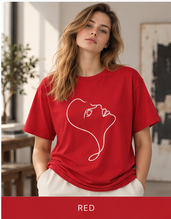 Minimal Line Art Kiss T-Shirt — Abstract Couple Graphic Tee