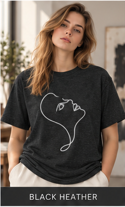 Minimal Line Art Kiss T-Shirt — Abstract Couple Graphic Tee