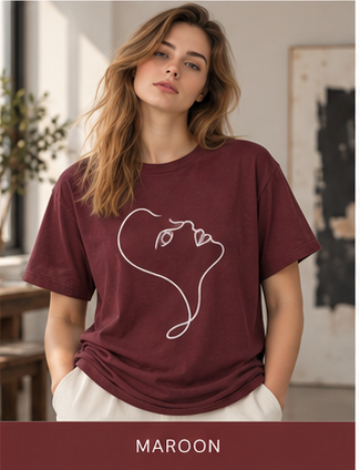 Minimal Line Art Kiss T-Shirt — Abstract Couple Graphic Tee