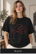 Minimalist Continuous Line Cat Tee — Cute Red Outline Cat T-Shirt