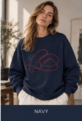 Crewneck Sweatshirt with Minimalist Heart Cat Line Art – Cute Pet Lover Graphic