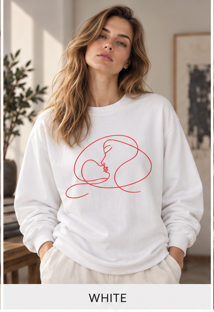 Minimalist Line Art Mother and Baby Crewneck Sweatshirt