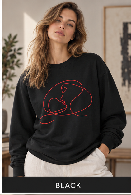 Minimalist Line Art Mother and Baby Crewneck Sweatshirt