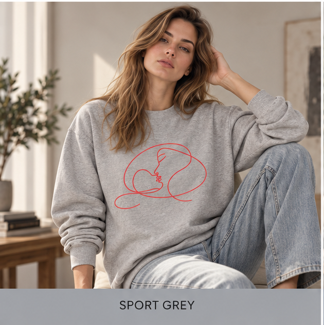Minimalist Line Art Mother and Baby Crewneck Sweatshirt