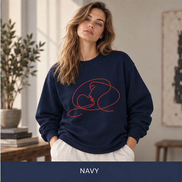 Minimalist Line Art Mother and Baby Crewneck Sweatshirt