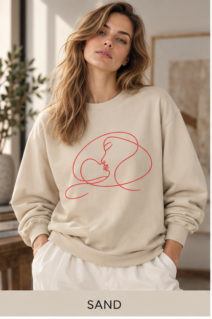 Minimalist Line Art Mother and Baby Crewneck Sweatshirt