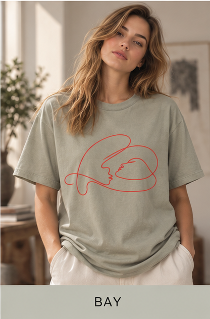 Abstract Line Art Heart T-Shirt — Minimalist Love Graphic Tee