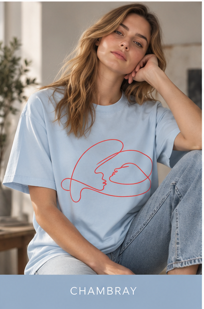 Abstract Line Art Heart T-Shirt — Minimalist Love Graphic Tee