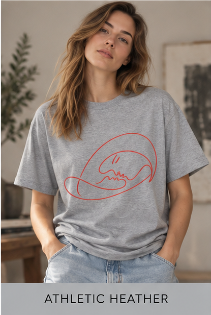 Minimal Red Line Wave Tee — Abstract Surf Graphic T-Shirt