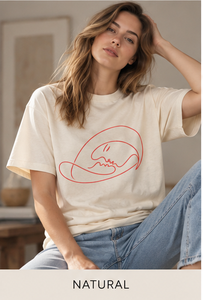 Minimal Red Line Wave Tee — Abstract Surf Graphic T-Shirt