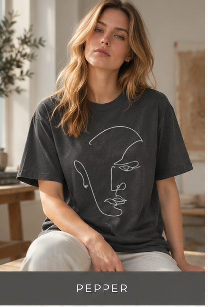 Abstract Line Art Face T-Shirt — Minimalist One-Line Portrait Tee