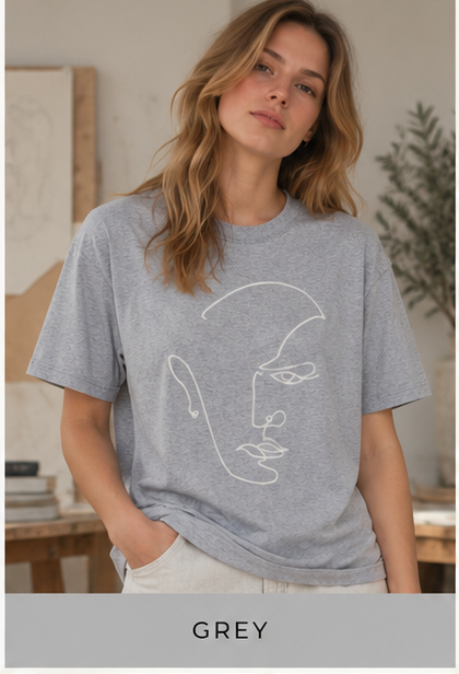 Abstract Line Art Face T-Shirt — Minimalist One-Line Portrait Tee