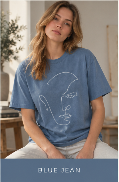 Abstract Line Art Face T-Shirt — Minimalist One-Line Portrait Tee