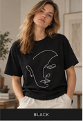 Minimal Line Art Face T-Shirt — Abstract One-Line Portrait Tee