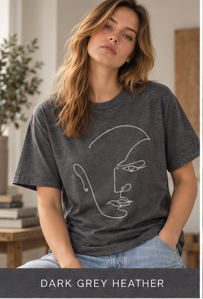 Minimal Line Art Face T-Shirt — Abstract One-Line Portrait Tee
