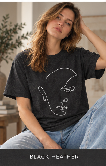 Minimal Line Art Face T-Shirt — Abstract One-Line Portrait Tee