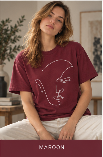 Minimal Line Art Face T-Shirt — Abstract One-Line Portrait Tee