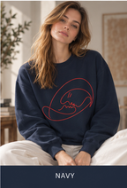 Crewneck Sweatshirt — Minimalist Pink Line Art Skull Graphic