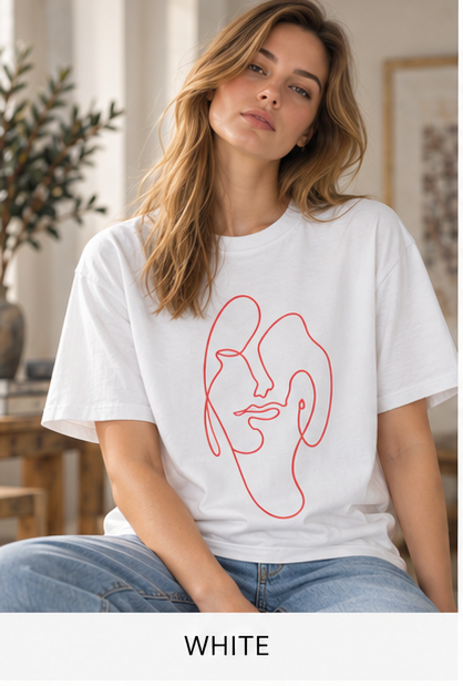 Minimal Line Art Face T-Shirt — Abstract One-Line Portrait Tee