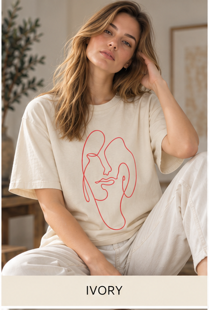 Minimal Line Art Face T-Shirt — Abstract One-Line Portrait Tee