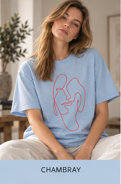 Minimal Line Art Face T-Shirt — Abstract One-Line Portrait Tee